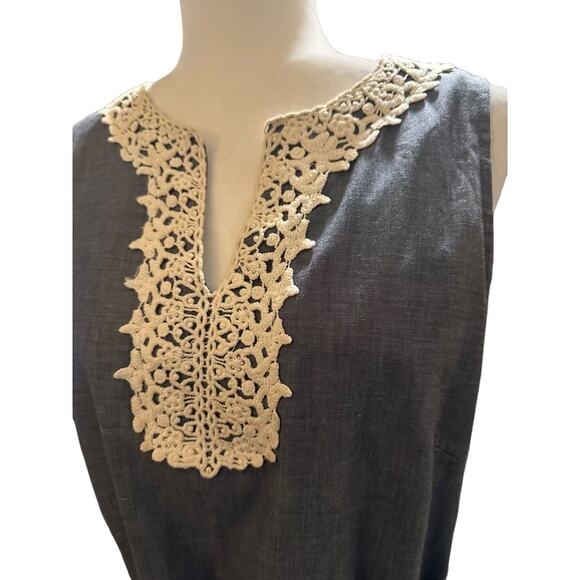 Mud Pie Sleeveless Dress Tunic with Crochet Details, Size Medium - Picture 2 of 4